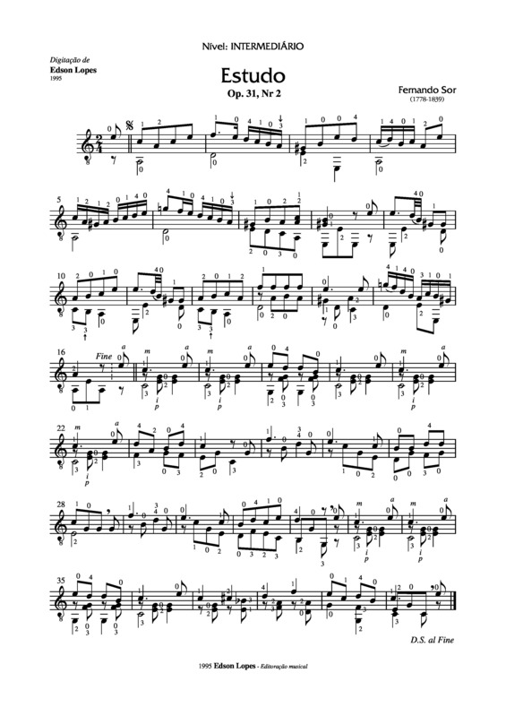 Partitura da música Estudo Op. 31 Nr 2