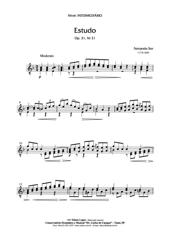 Partitura da música Estudo Op. 31 Nr 21