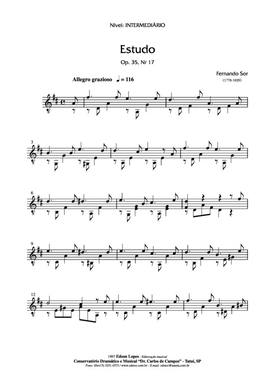 Partitura da música Estudo Op. 35 Nr 17