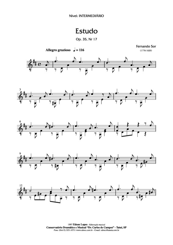 Partitura da música Estudo Op. 35 Nr 17