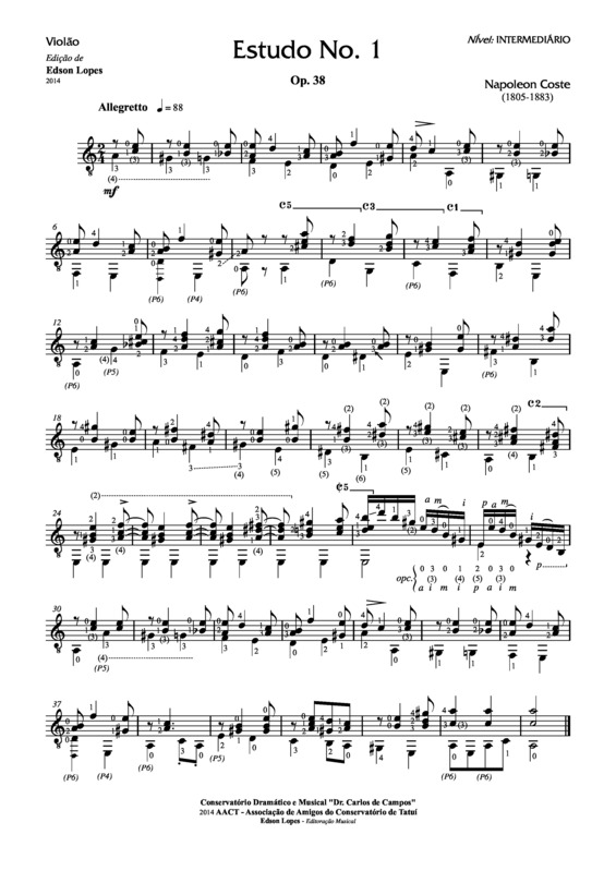Partitura da música Estudo Op. 38 Nr 01
