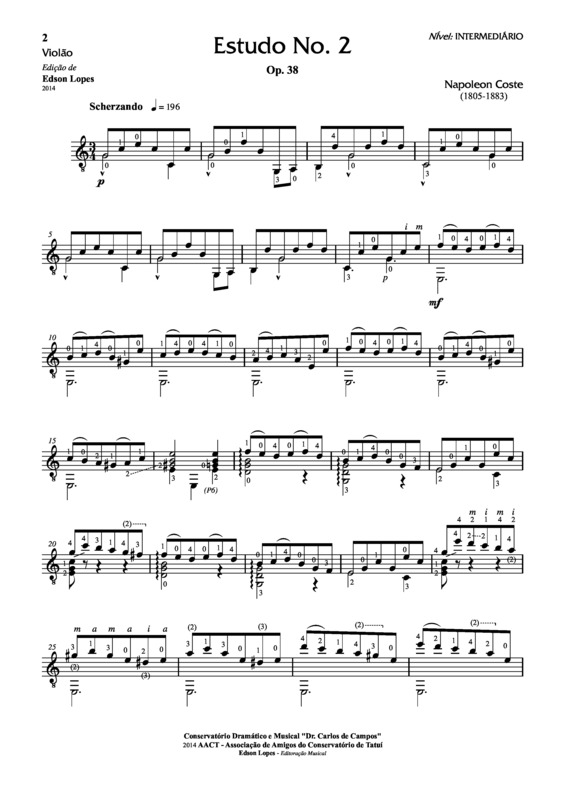 Partitura da música Estudo Op. 38 Nr 02