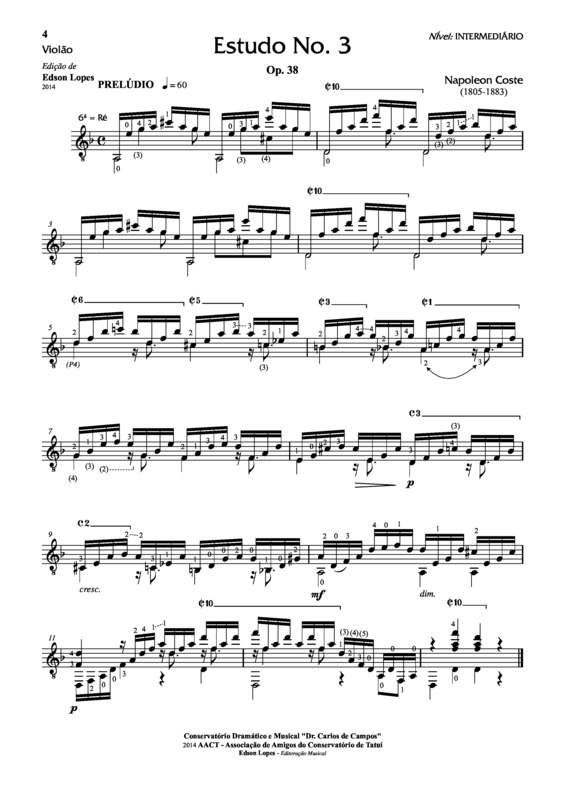 Partitura da música Estudo Op. 38 Nr 03
