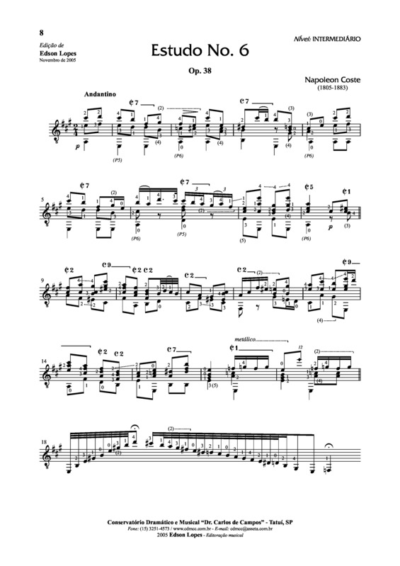 Partitura da música Estudo Op. 38 Nr 06