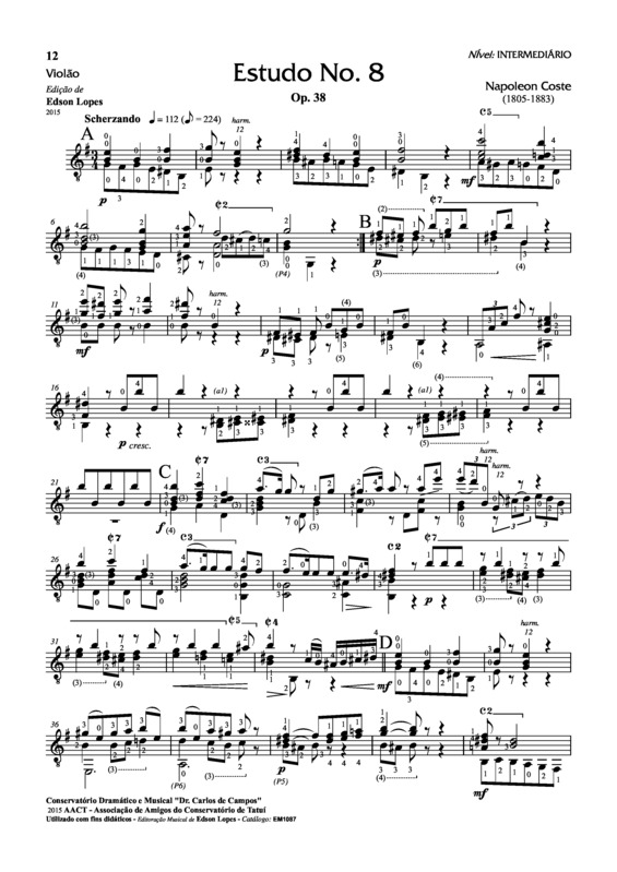 Partitura da música Estudo Op. 38 Nr 08
