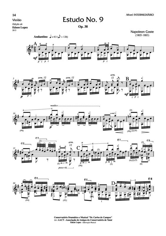 Partitura da música Estudo Op. 38 Nr 09