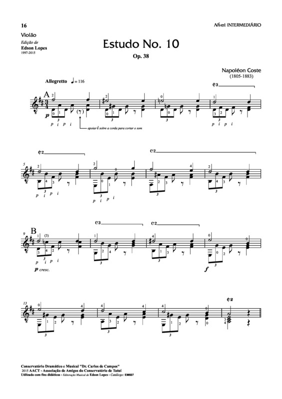 Partitura da música Estudo Op. 38 Nr 10