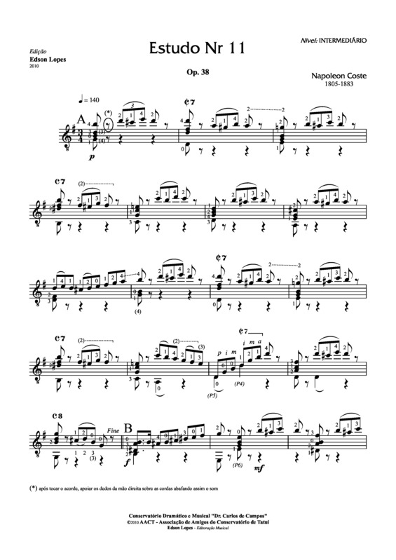 Partitura da música Estudo Op. 38 Nr 11