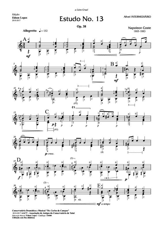 Partitura da música Estudo Op. 38 Nr 13