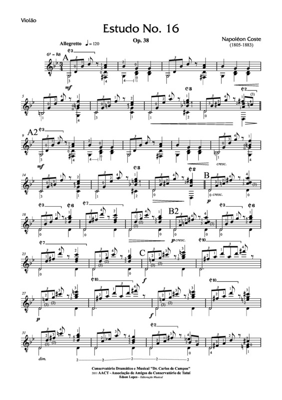 Partitura da música Estudo Op. 38 Nr 16