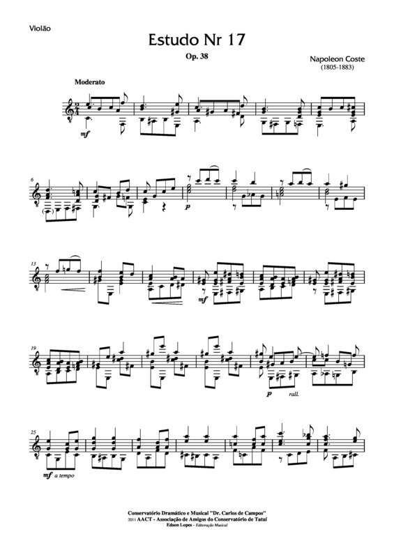Partitura da música Estudo Op. 38 Nr 17