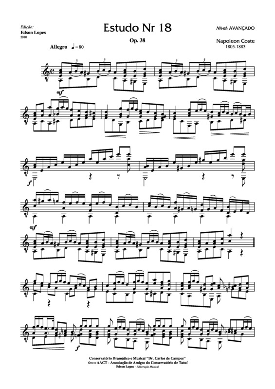 Partitura da música Estudo Op. 38 Nr 18