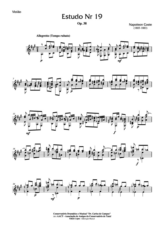 Partitura da música Estudo Op. 38 Nr 19