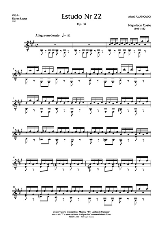 Partitura da música Estudo Op. 38 Nr 22