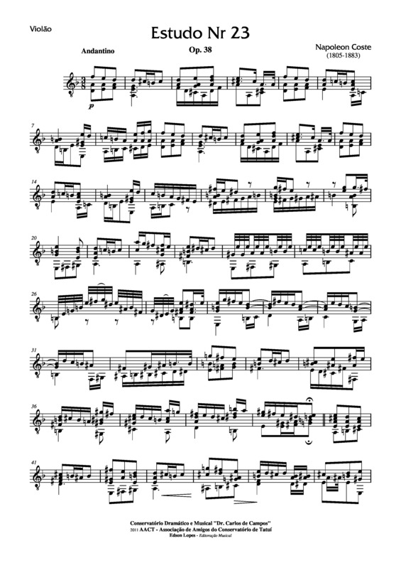 Partitura da música Estudo Op. 38 Nr 23