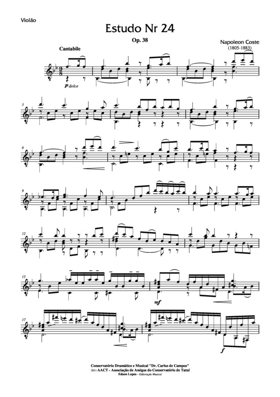 Partitura da música Estudo Op. 38 Nr 24