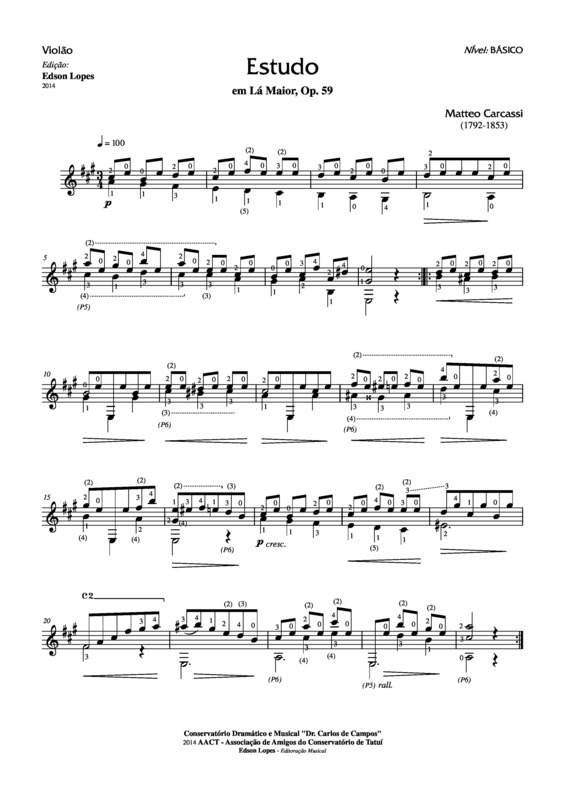 Partitura da música Estudo Op. 59