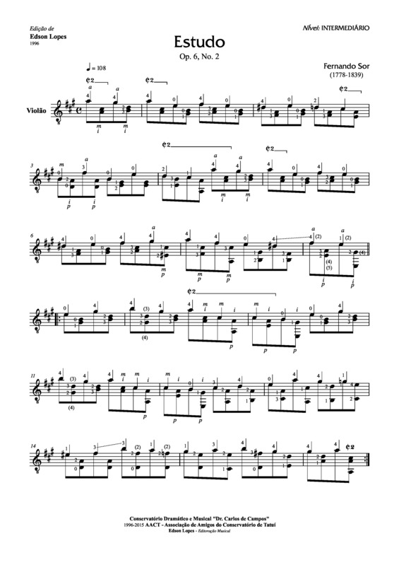 Partitura da música Estudo Op. 6 Nr 2
