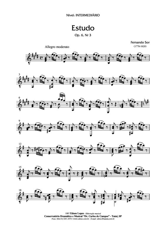 Partitura da música Estudo Op. 6 Nr 3