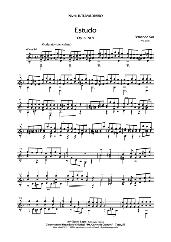 Partitura da música Estudo Op. 6 Nr 9