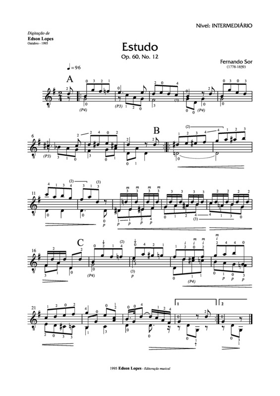 Partitura da música Estudo Op. 60 Nr 12
