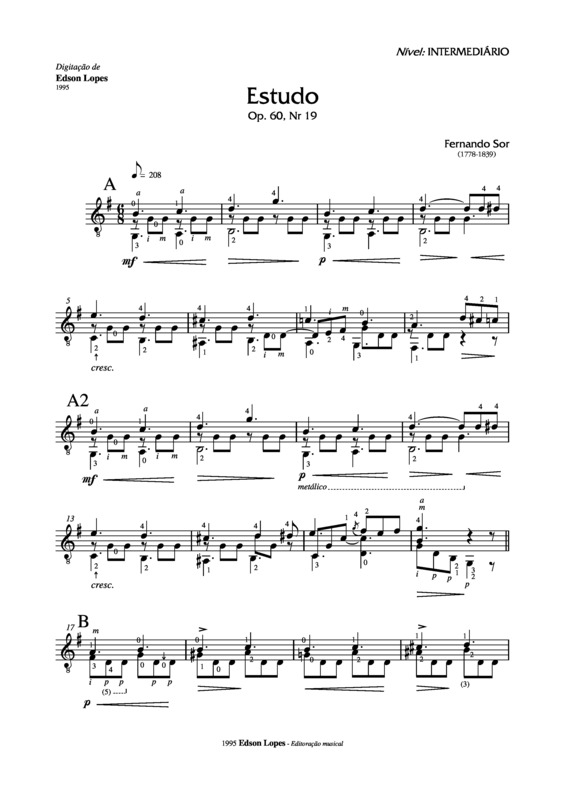 Partitura da música Estudo Op. 60 Nr 19