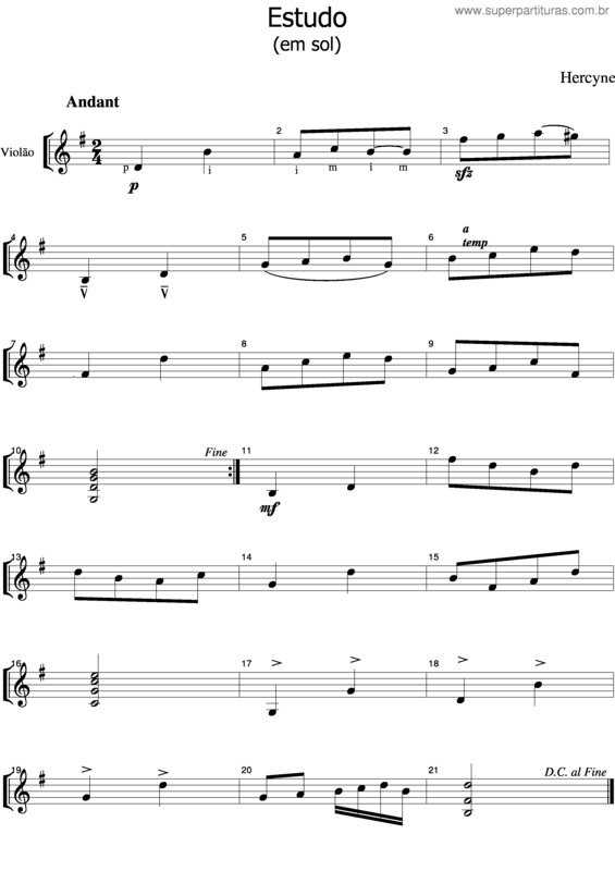 Partitura da música Estudo v.25