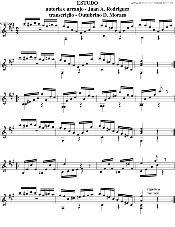 Partitura da música Estudo
