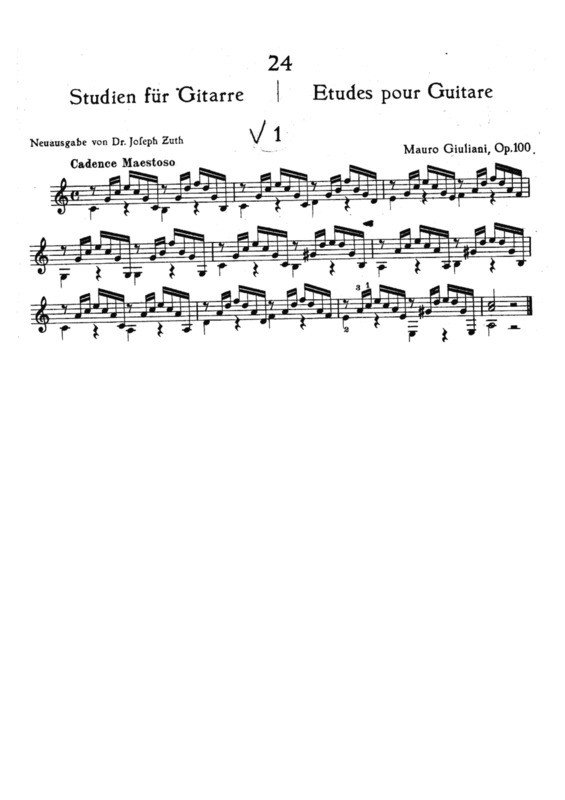 Partitura da música Estudos Op 100 Nr 1