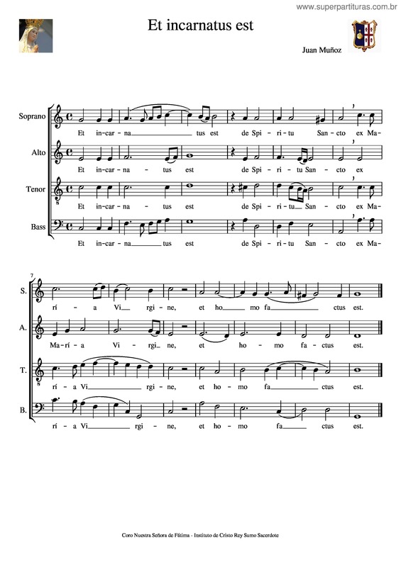 Partitura da música Et Incarnatus Est – Juan Muñoz