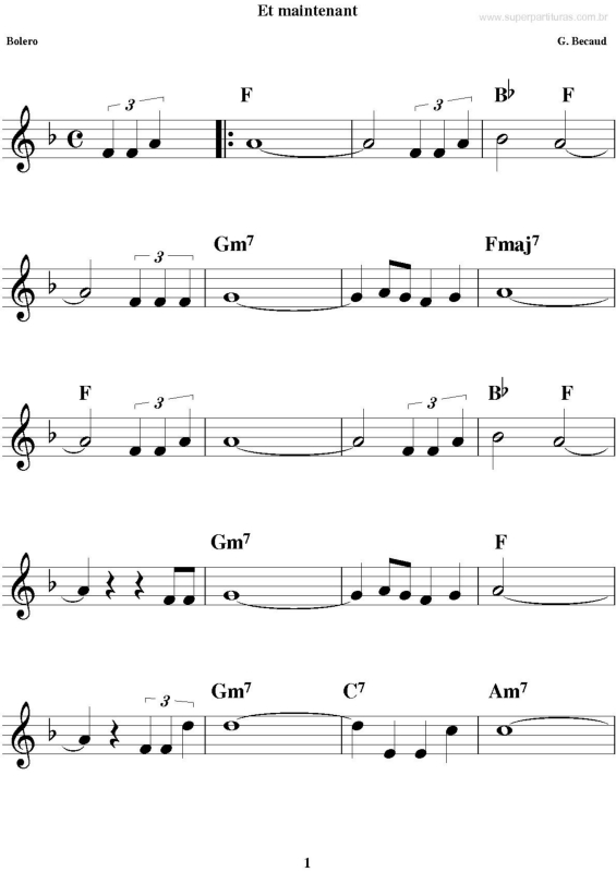 Partitura da música Et Maintenant