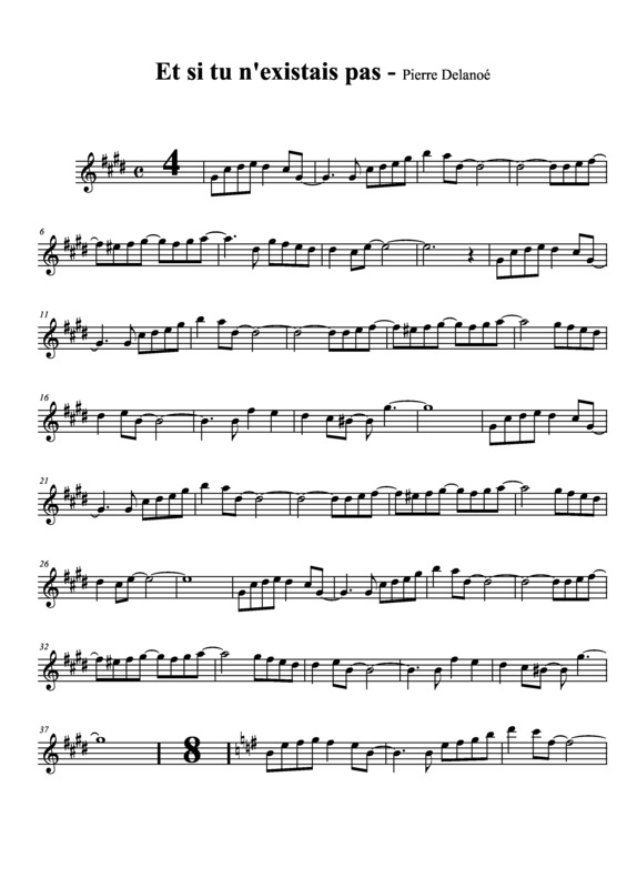 Partitura da música Et Si Tu N´ Existais Pas v.2