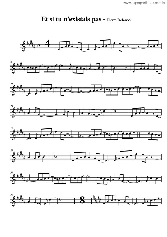 Partitura da música Et Si Tu N'existai Pas v.2