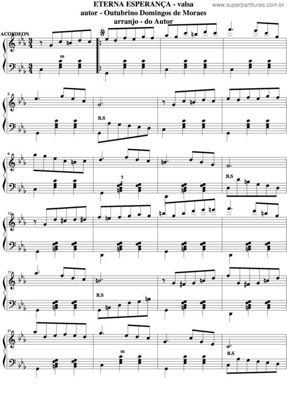 Partitura da música Eterna Esperança v.2