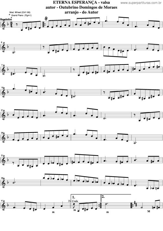 Partitura da música Eterna Esperança v.3