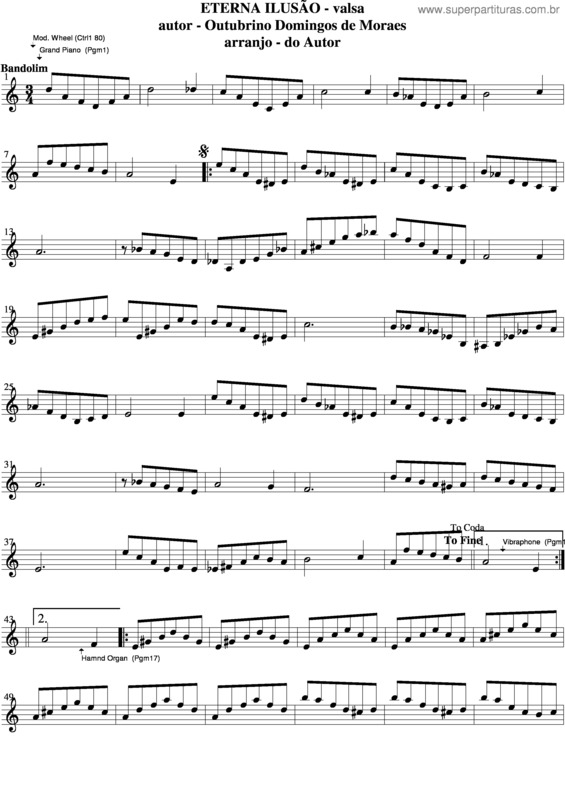 Partitura da música Eterna Ilusão v.3