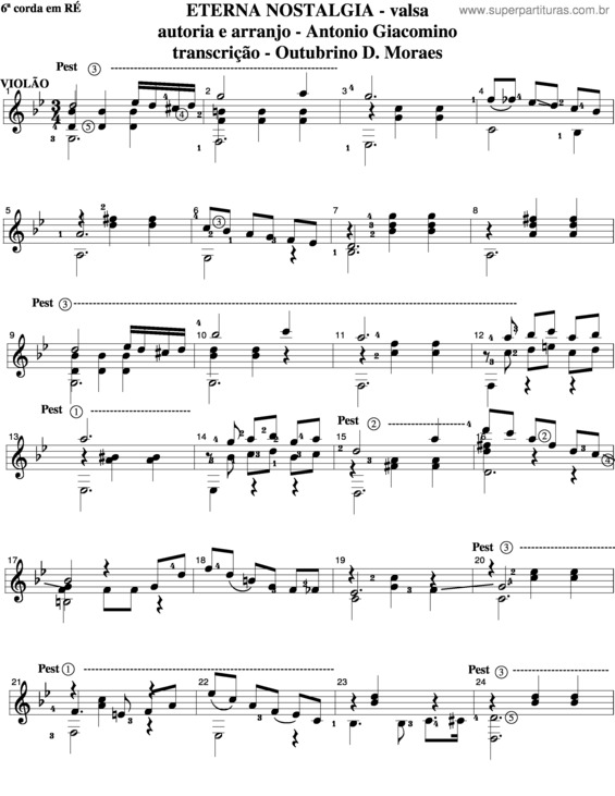 Partitura da música Eterna Nostalgia