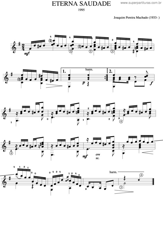 Partitura da música Eterna Saudade v.2