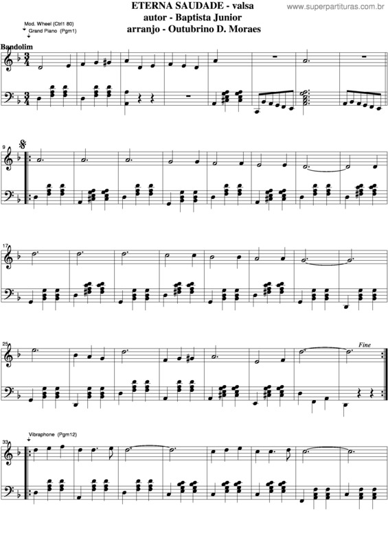 Partitura da música Eterna Saudade v.6