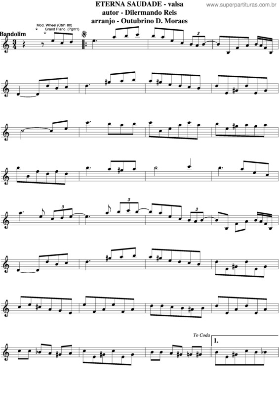 Partitura da música Eterna Saudade v.7