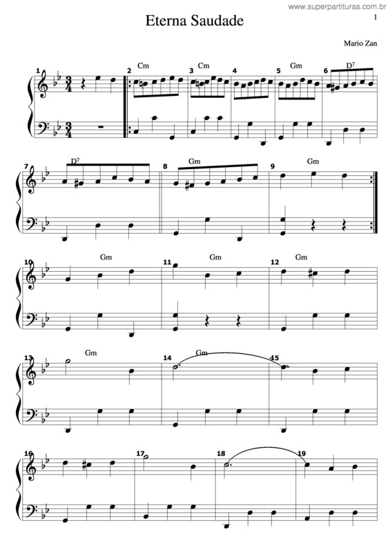 Partitura da música Eterna Saudade