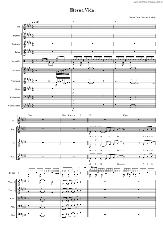 Partitura da música Eterna Vida – Comunidade Católica Shalom