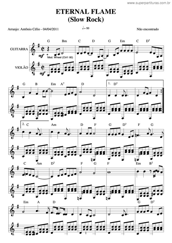 Partitura da música Eternal Flame v.3