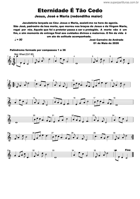 Partitura da música Eternidade É Tão Cedo