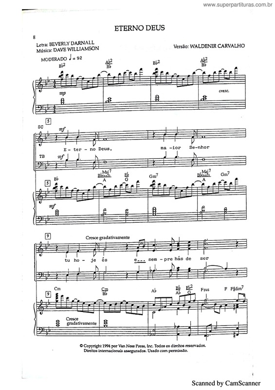 Partitura da música Eterno Deus