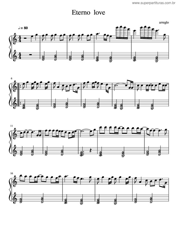 Partitura da música Eterno Love