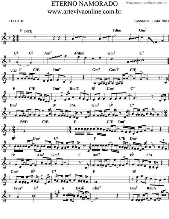 Partitura da música Eterno Namorado