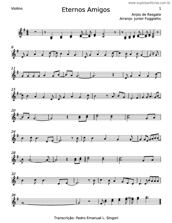 Partitura da música Eternos Amigos – Anjos De Resgate v.2