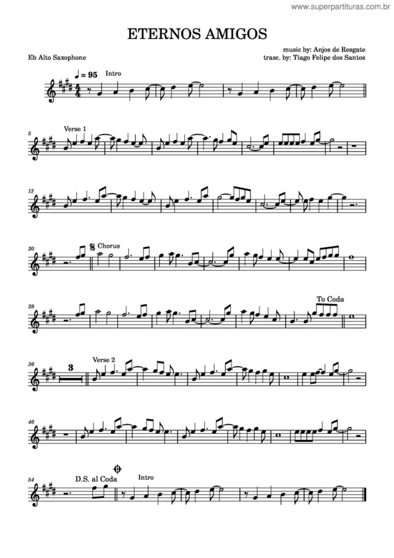 Partitura da música Eternos Amigos – Anjos De Resgate