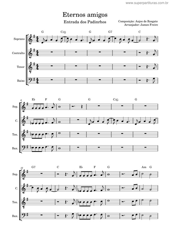 Partitura da música Eternos Amigos – Vozes
